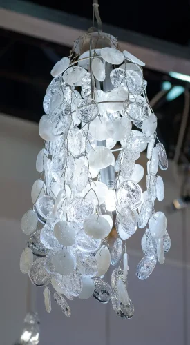 Светильник подвесной TENERIFE SP3 SILVER Crystal Lux белый прозрачный 3 лампы, основание серебряное в стиле флористика современный  фото 3